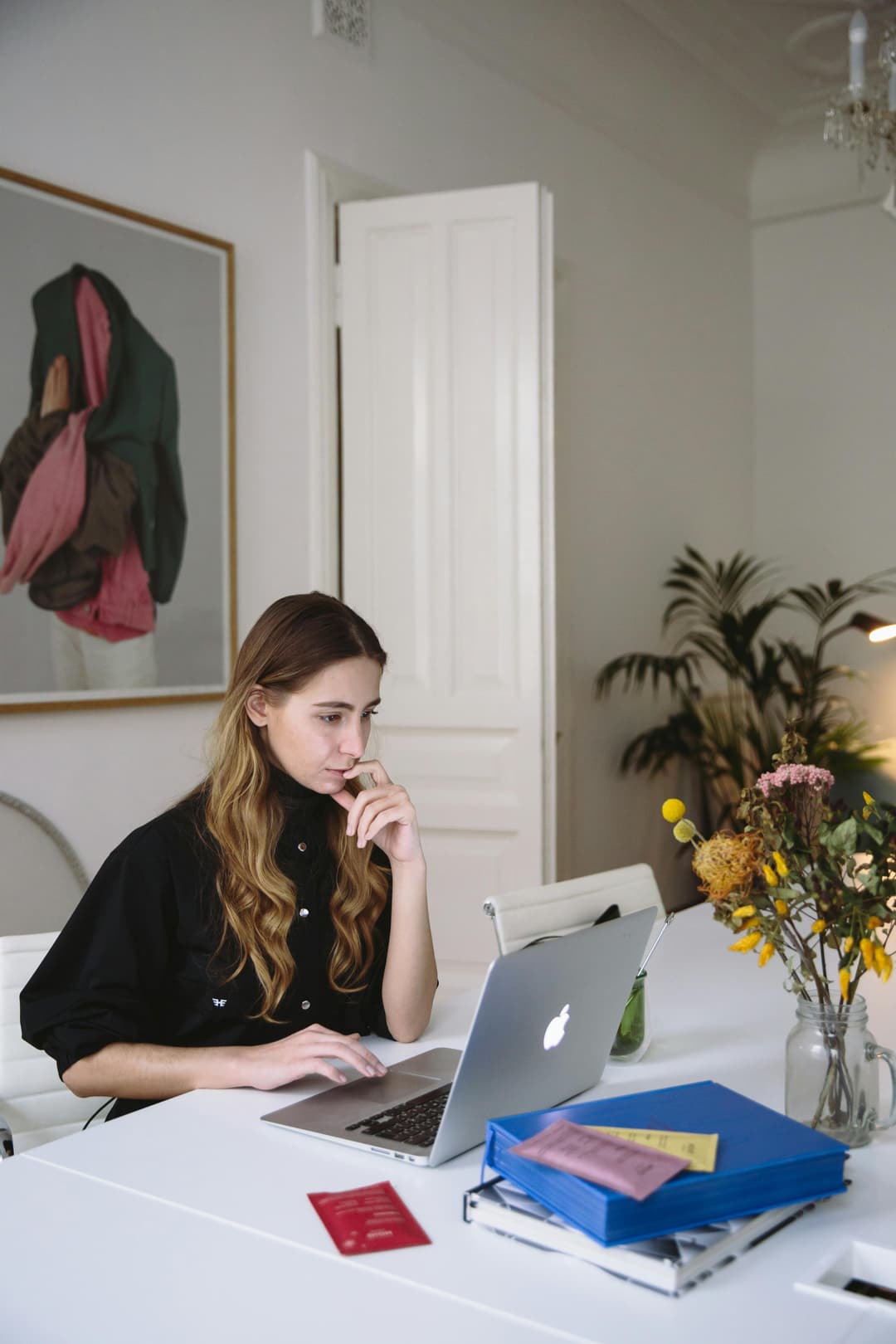 Woman working at a laptop